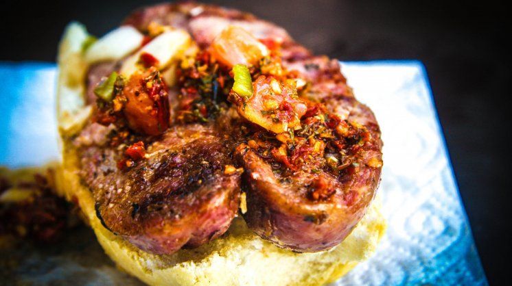 Choripan with Chimichurri - Argentina wingshooting meal